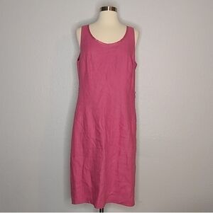 Hugo Boss Solid Rose Pink Linen Shift Dress 10